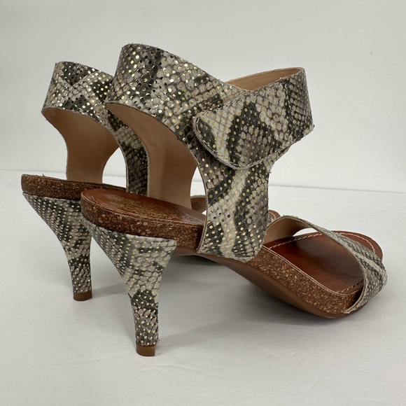 NWOT Vince Camuto Snake Print Metallic Velcro Sandals - Picture 5 of 12